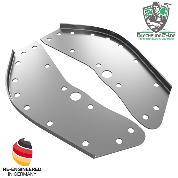 VW T4 1 Paar Verstärkungsbleche Stoßdämpfer hinten als Set links und rechts Version 1 (gerade) - Nachbau kein Originalteil VW T4 1 Paar Verstärkungsbleche Stoßdämpfer hinten als Set links und rechts Version 1 (gerade) - Nachbau kein Originalteil